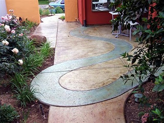 acid stained concrete patio and walkway