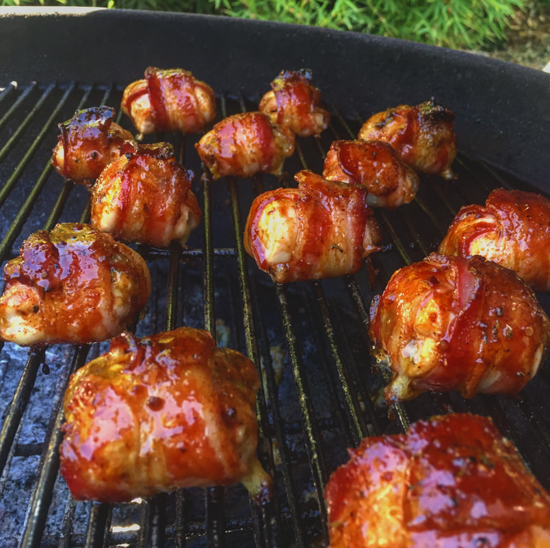 BBQ bacon wrapped chicken bombs