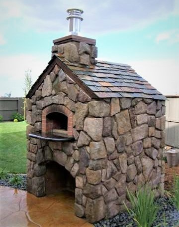 custom made concrete and stone outdoor wood fired pizza oven