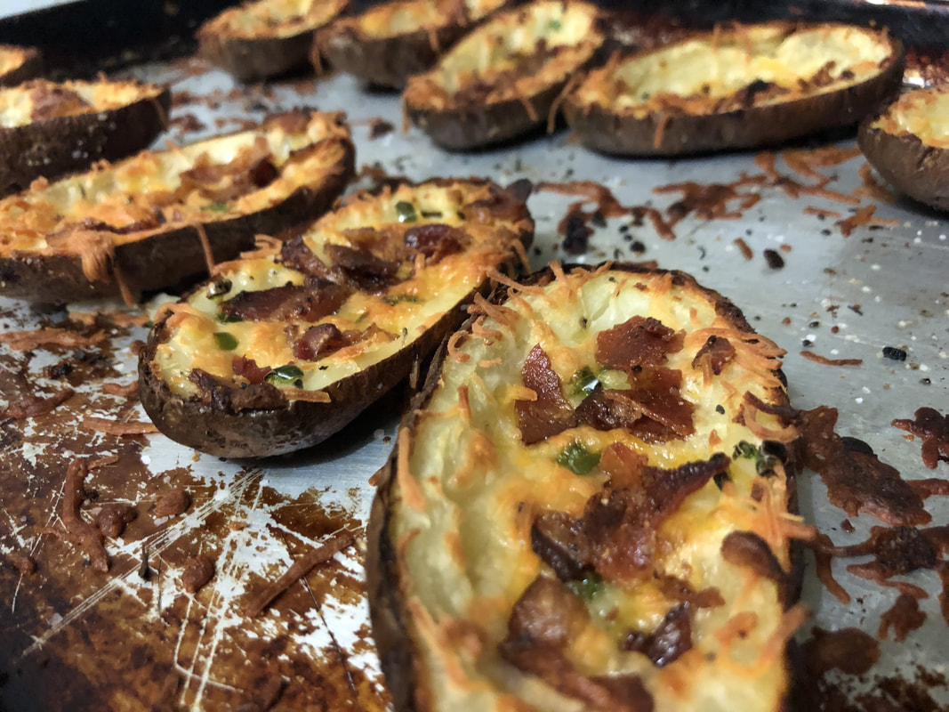 bacon and cheese BBQ potato skins