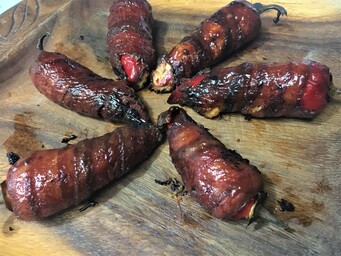 BBQ grilled bacon wrapped jalapeno poppers