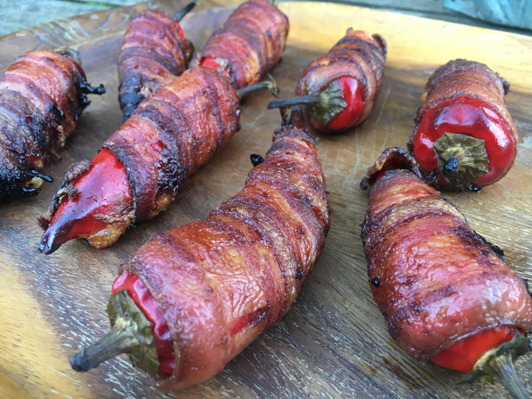 BBQ bacon wrapped cream cheese stuffed jalapeno poppers